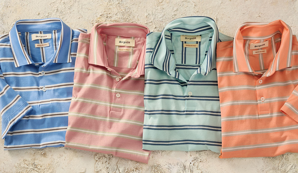 Striped Short-Sleeve Jersey Polo Shirt