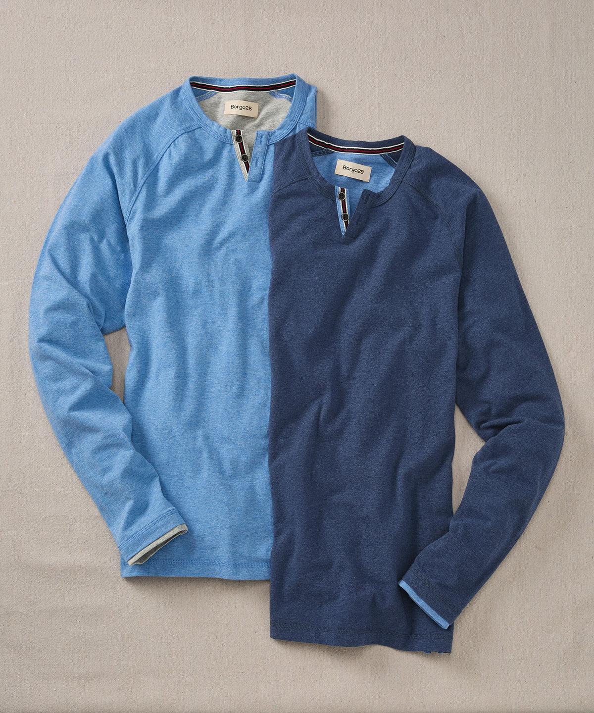 Melange Notch-Neck Long-Sleeve Henley