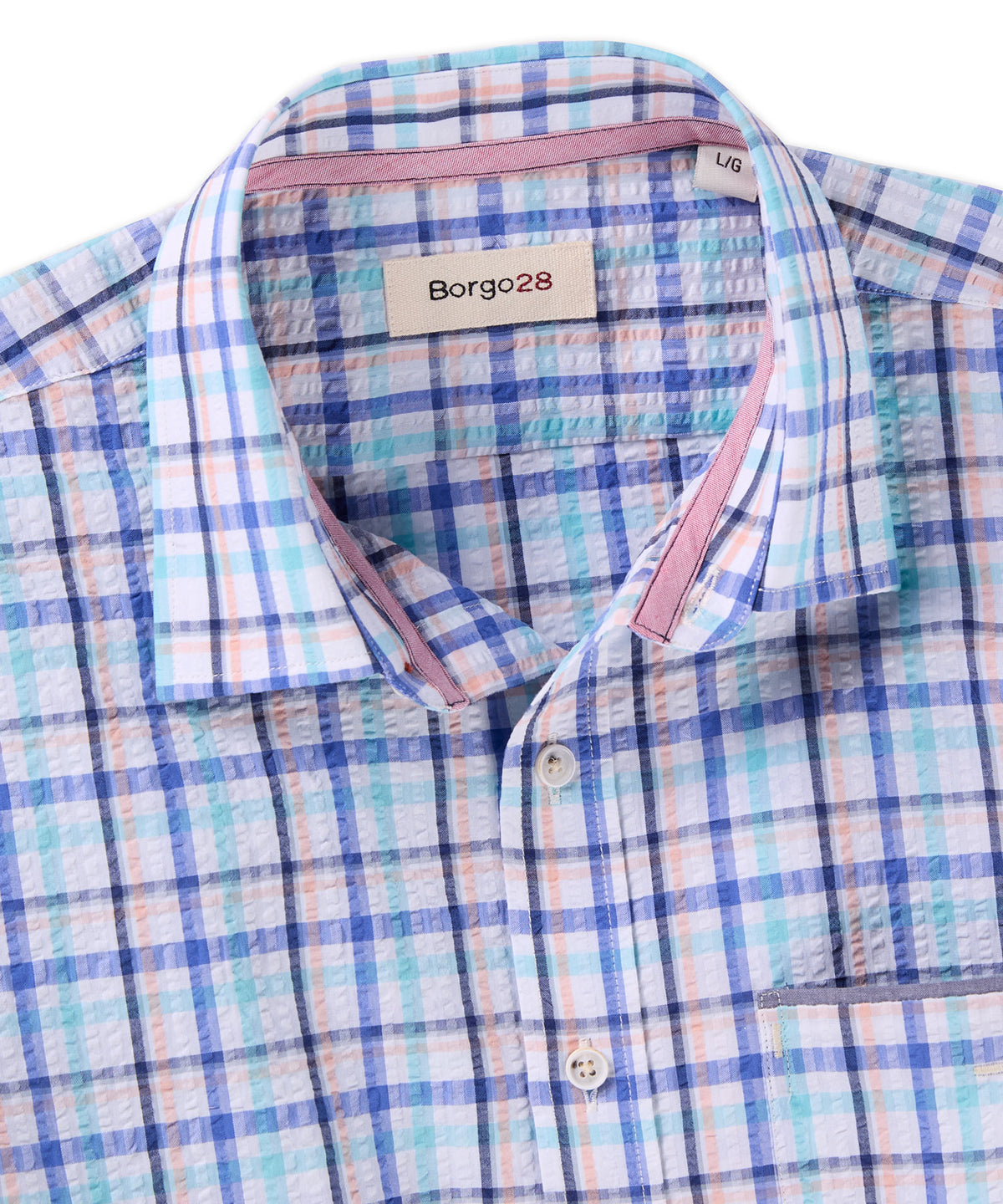 Seersucker Plaid Long Sleeve Sport Shirt