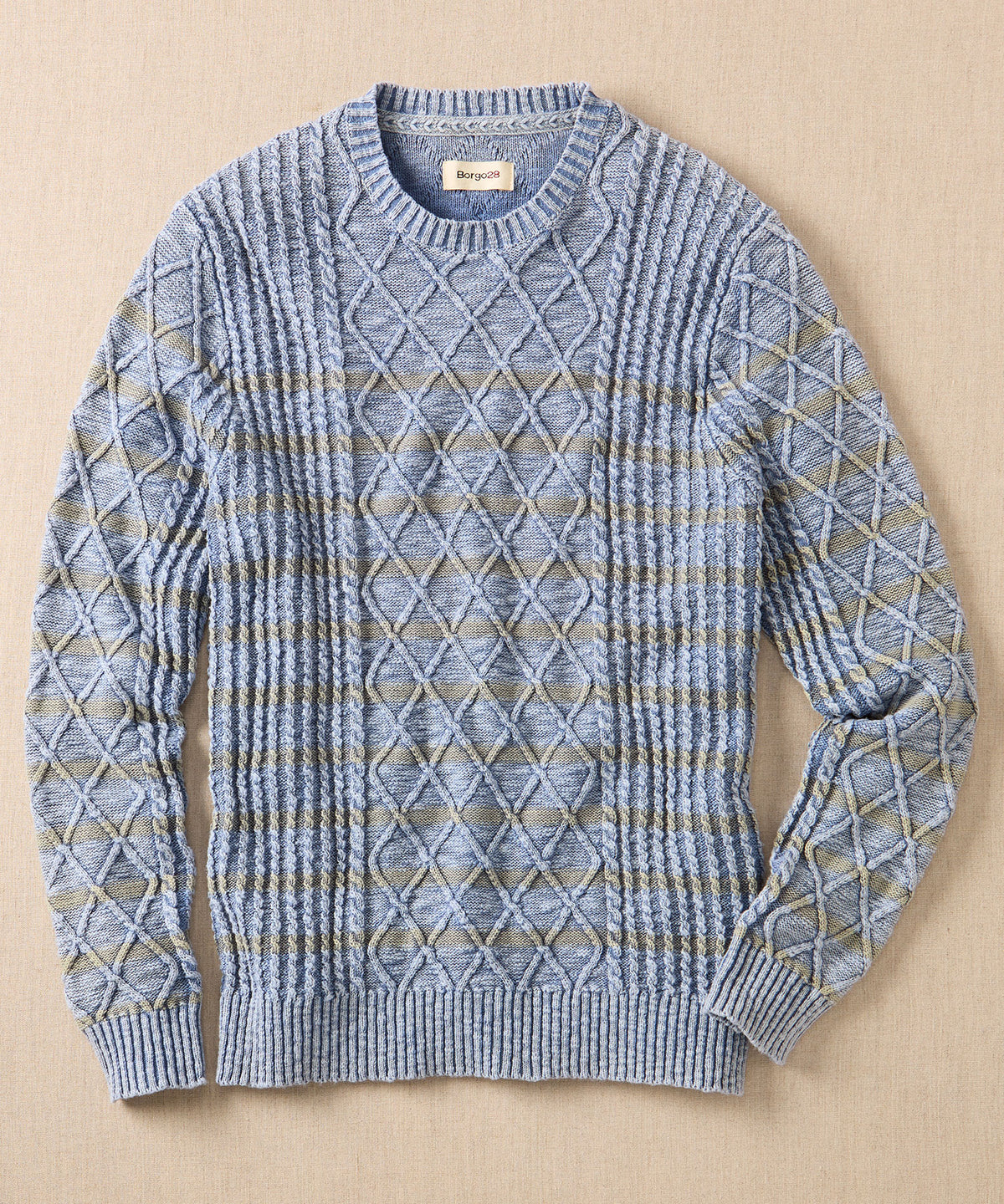 Mixed Cable Crewneck Sweater