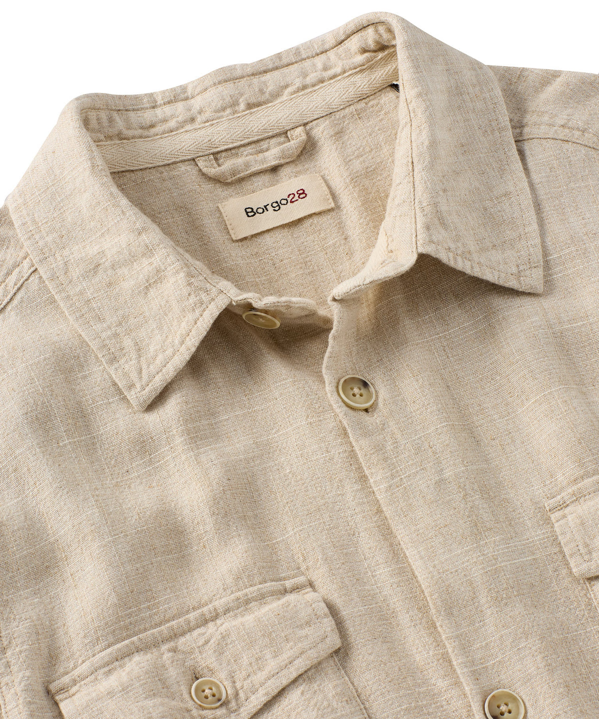 Long-Sleeve Linen-Blend Overshirt