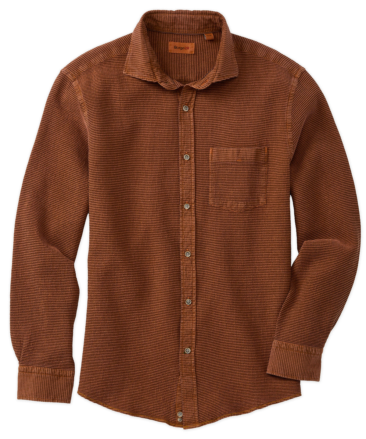 Button-Front Waffle Shirt