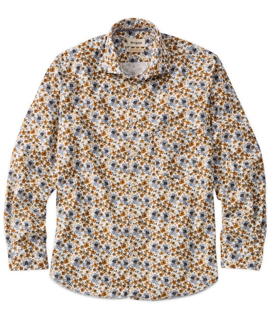 Floral Printed Corduroy Long-Sleeve Sport Shirt