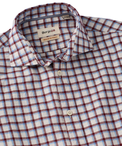 Wine and Water Plaid Italian Sport Shirt