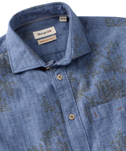 Printed Herringbone Italian Sport Shirt