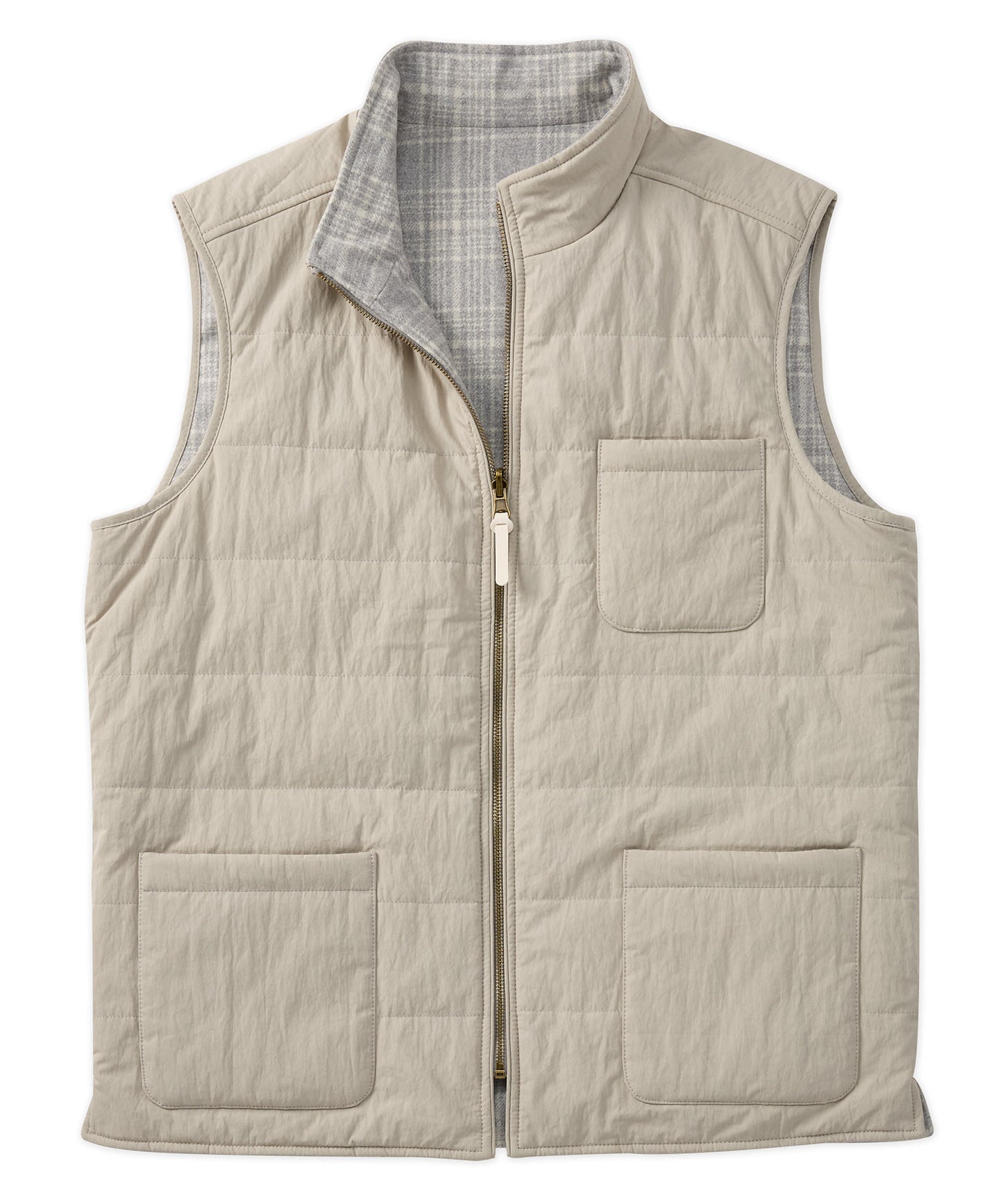 Reversible Plaid Quilted Vest