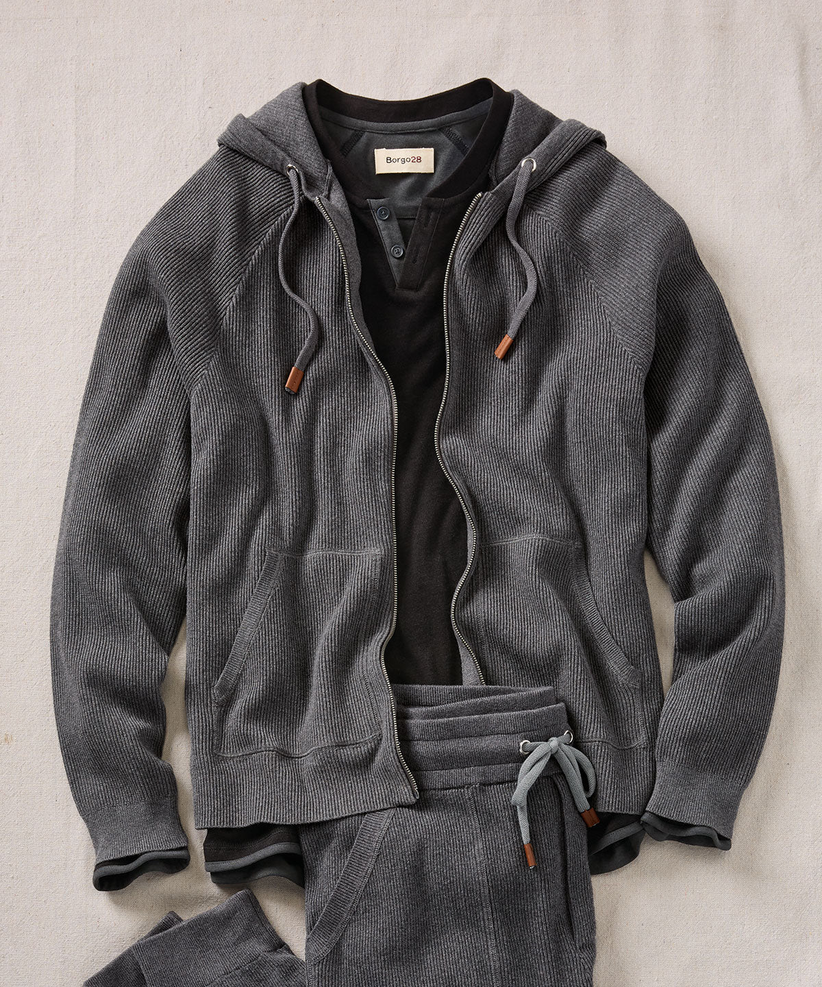 Raglan Sleeve Zip-Front Hoodie