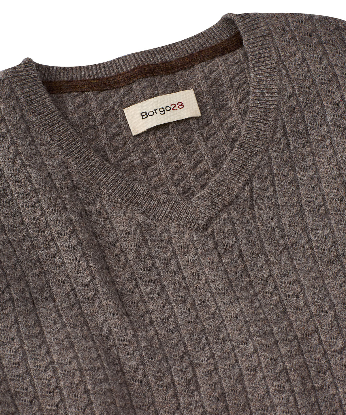 Wool Cable V-Neck Sweater