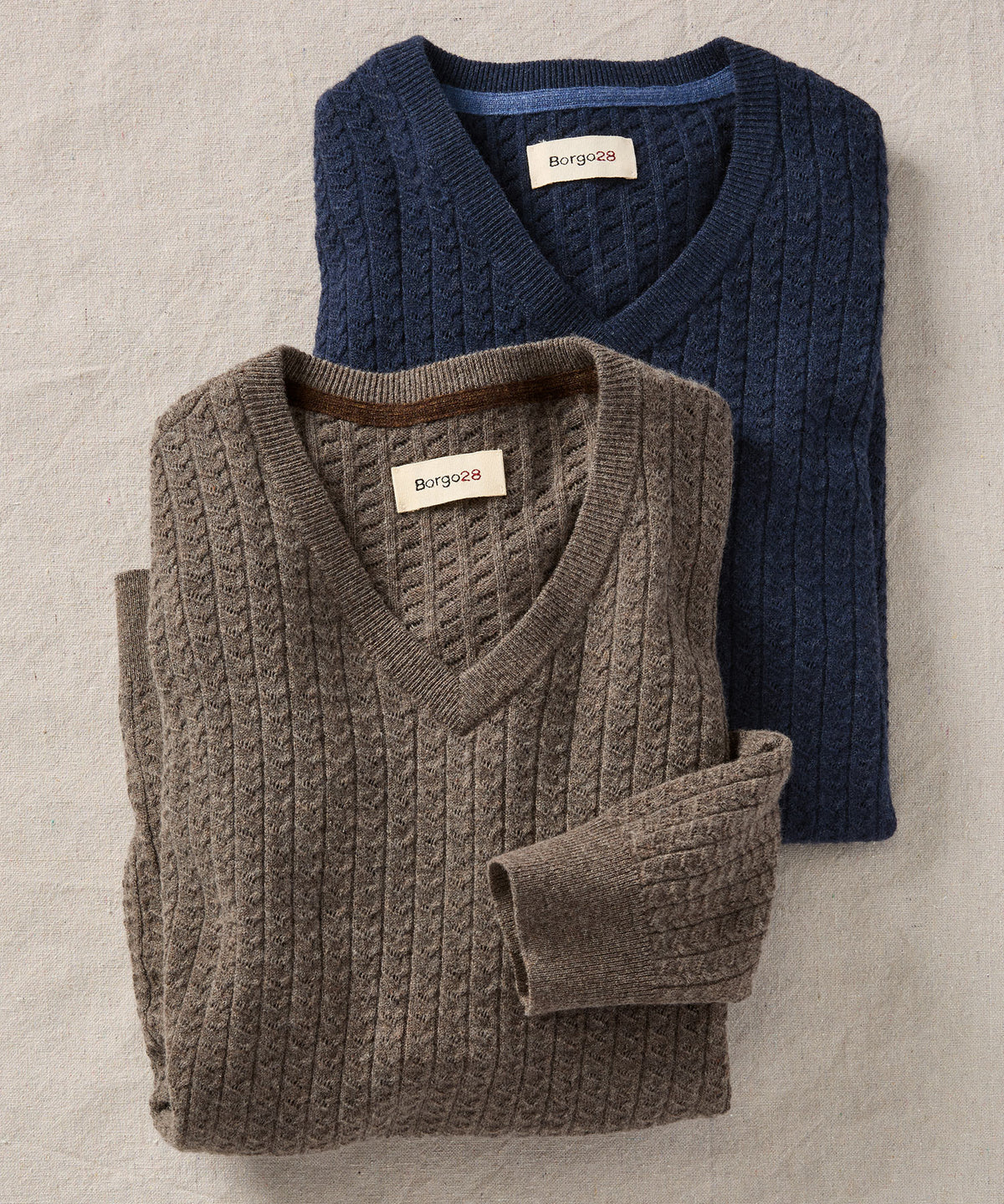 Wool Cable V-Neck Sweater