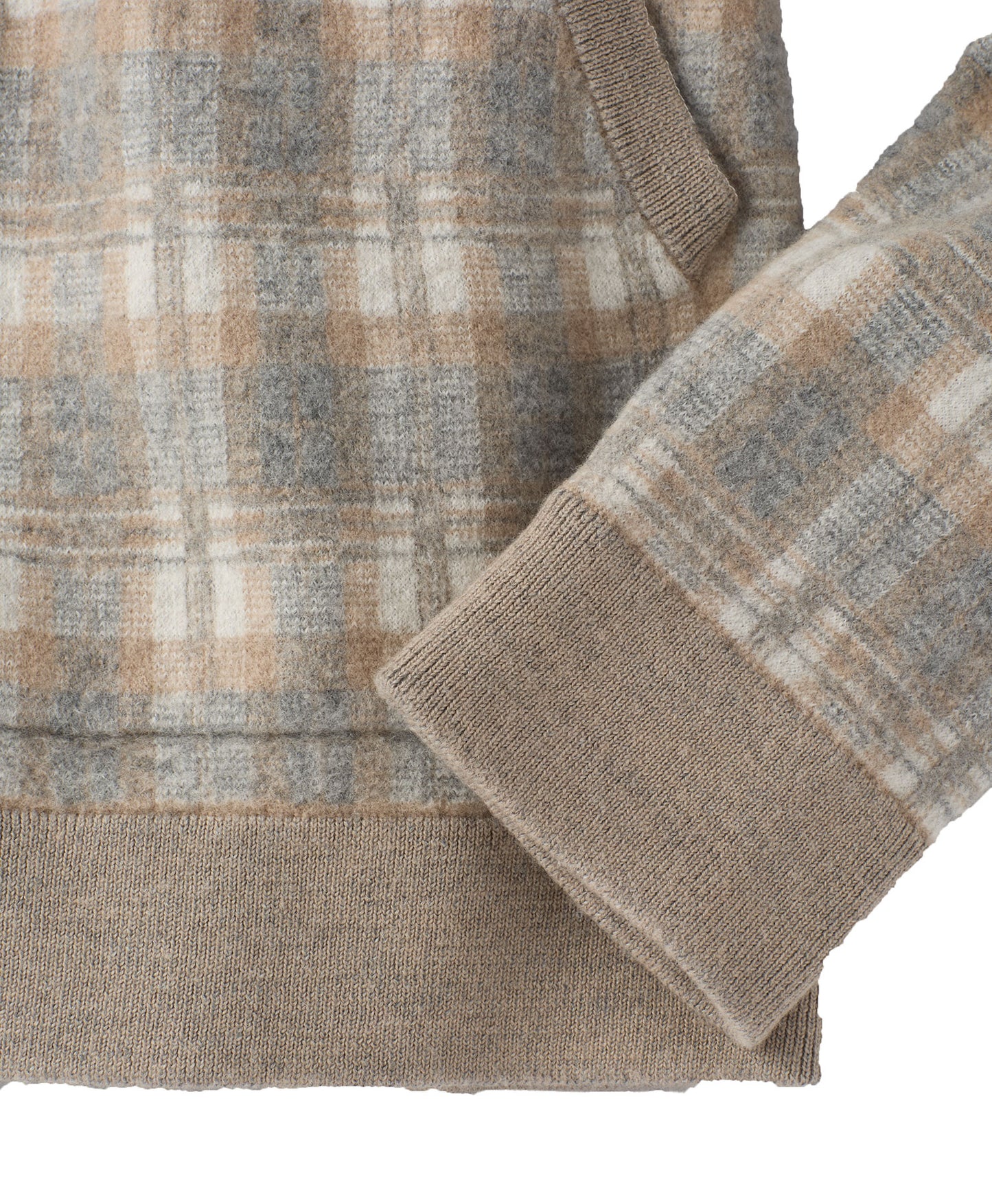 Boiled Wool Plaid Bomber Jacket