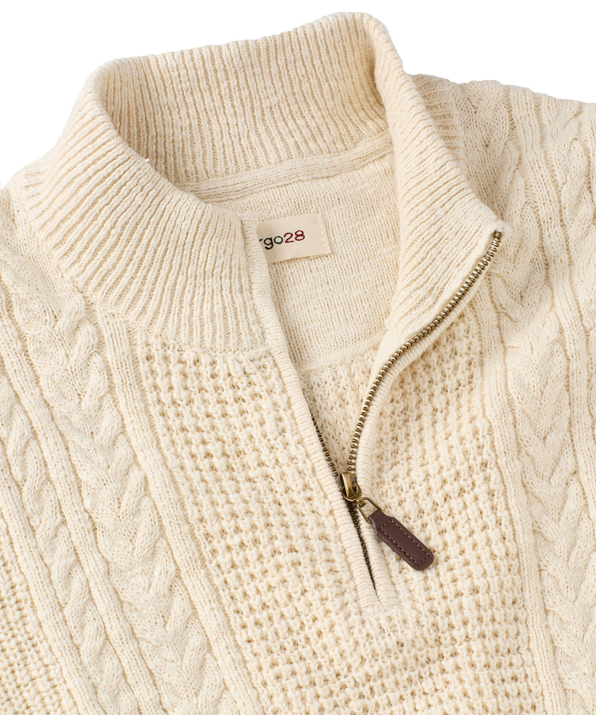 Cotton Slub Quarter-Zip Mock Neck Sweater