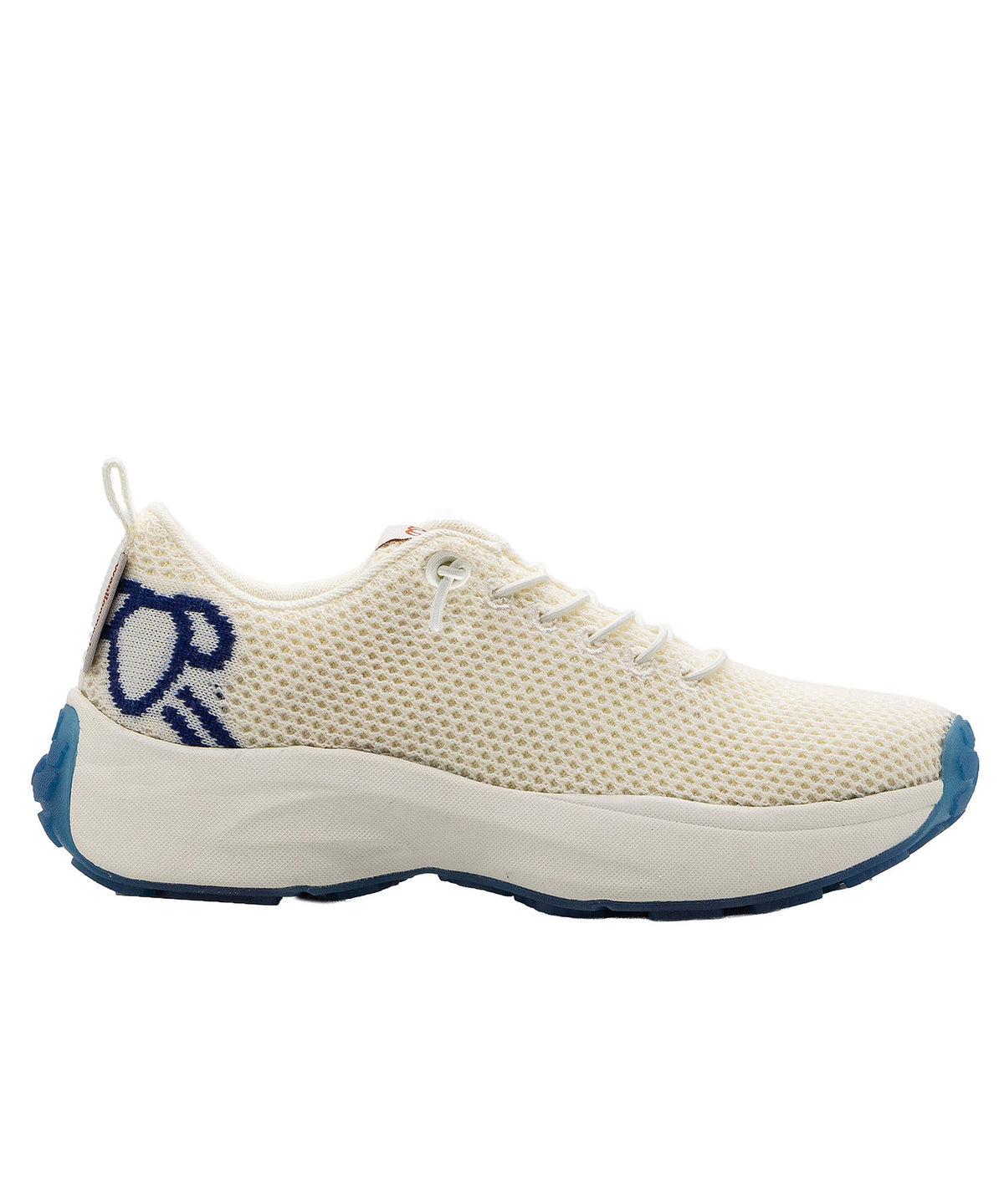 Ecru Royal Blue Merino Wool