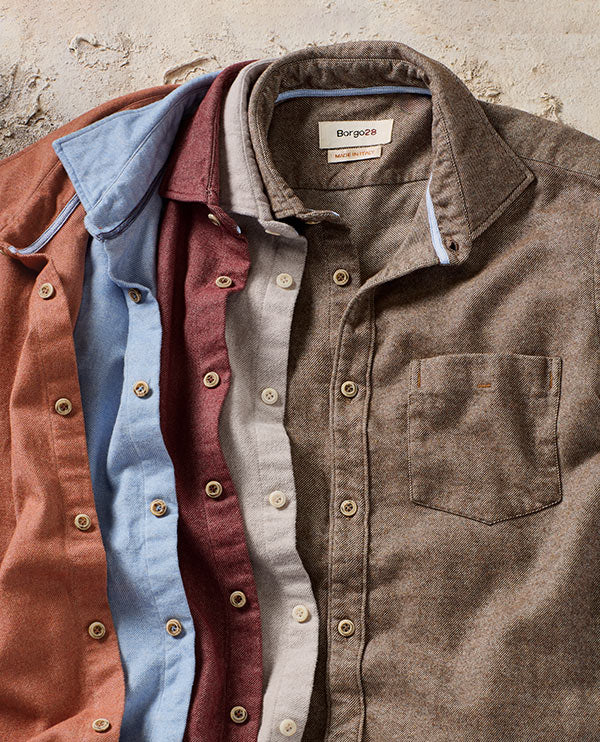 Mélange Brushed Twill Long-Sleeve Sport Shirt by Borgo28