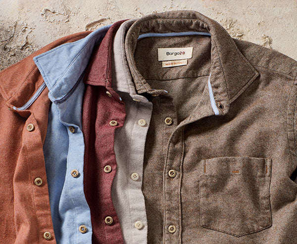 Mélange Brushed Twill Long-Sleeve Sport Shirt by Borgo28