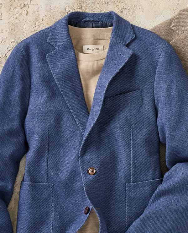 Denim Weave Two-Button Blazer by Borgo28