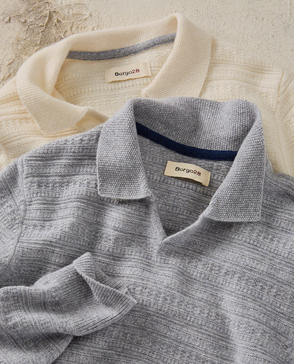 Horizontal Jacquard Polo-Neck Sweater by Borgo28