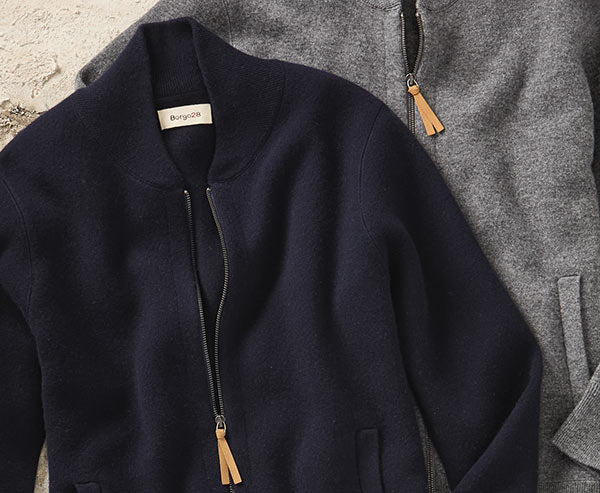 Wool-Cashmere Zip-Front Bomber Jacket by Borgo28