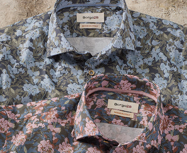 Shaded Floral Print Long-Sleeve Sport Shirt by Borgo28