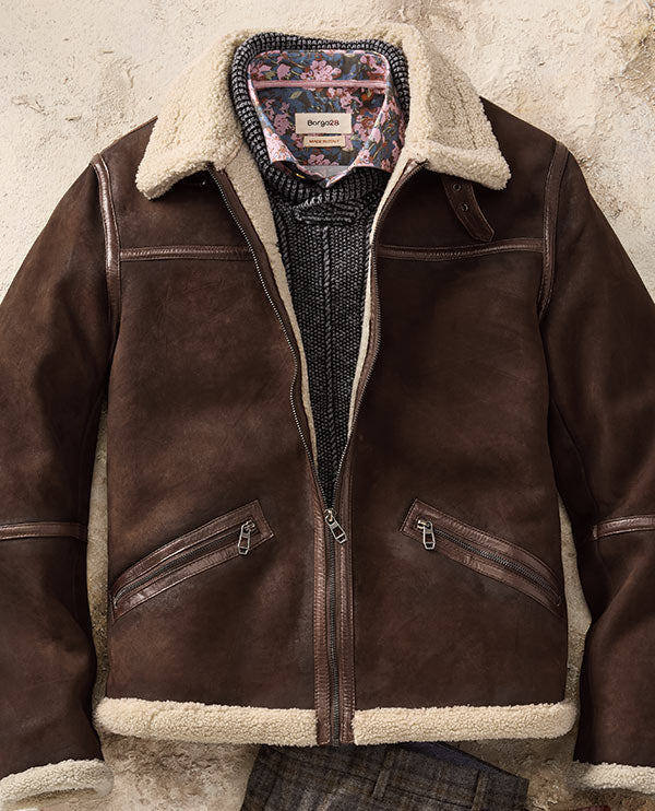 Lambskin Sherpa Bomber Jacket by Borgo28