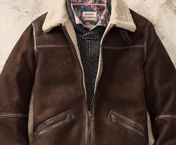 Lambskin Sherpa Bomber Jacket by Borgo28