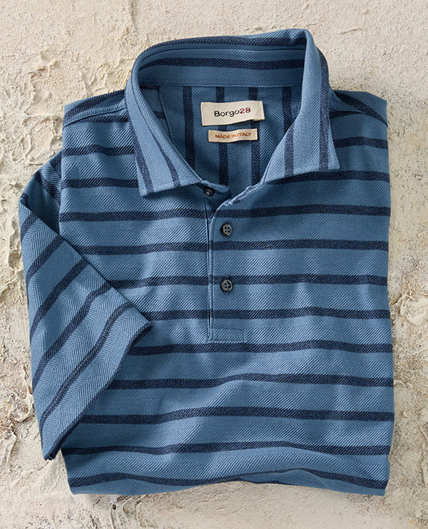 Borgo28 Horizontal Stripe Short-Sleeve Dress Polo Shirt