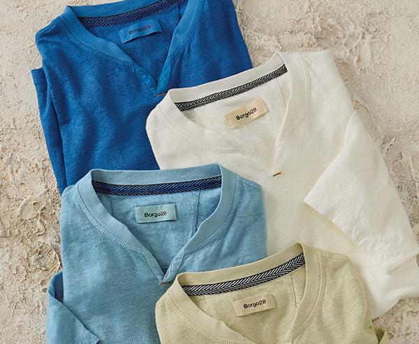 Borgo28 Linen Notch-Neck Tee Shirt