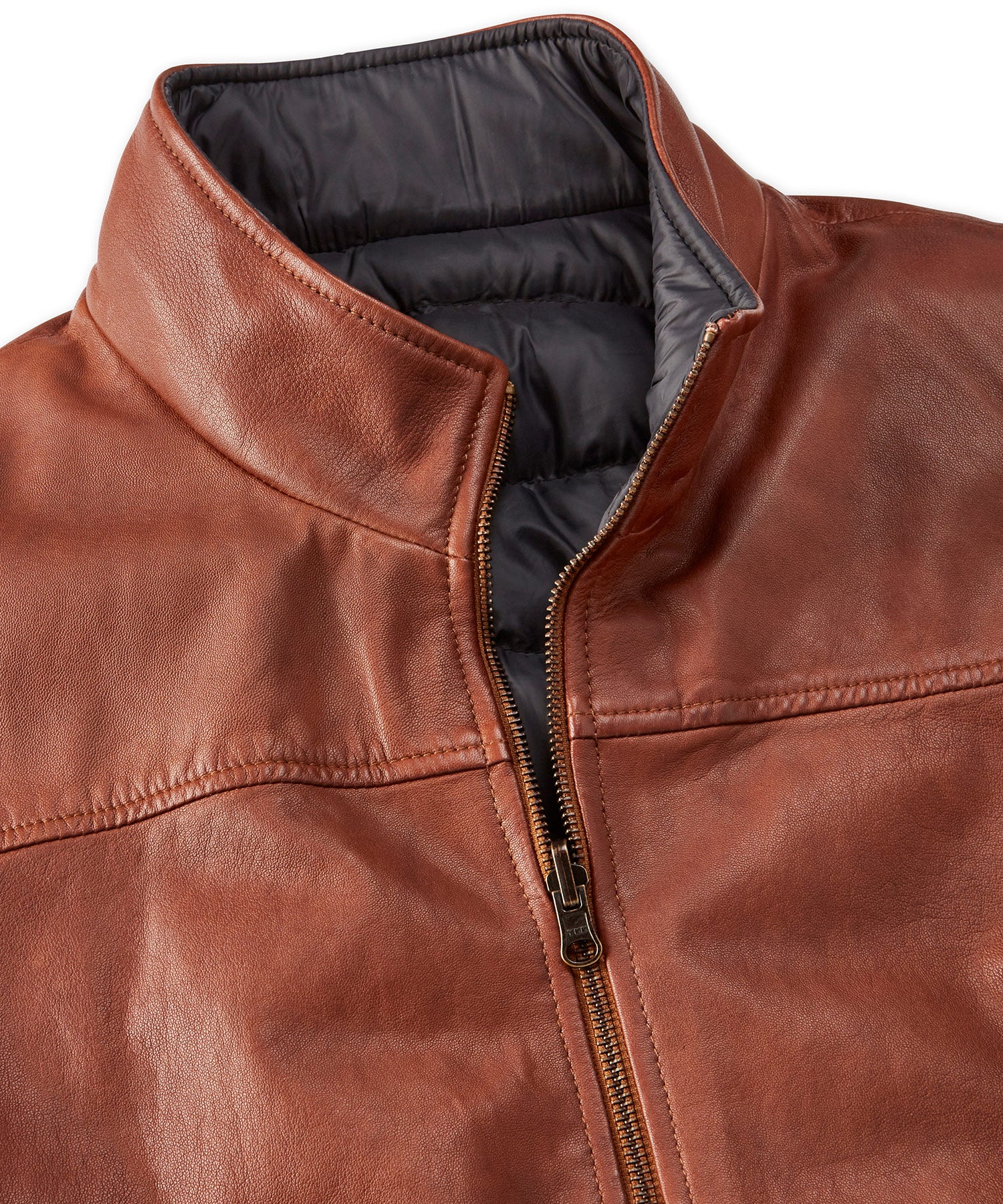 Reversible Leather Jacket - Brown