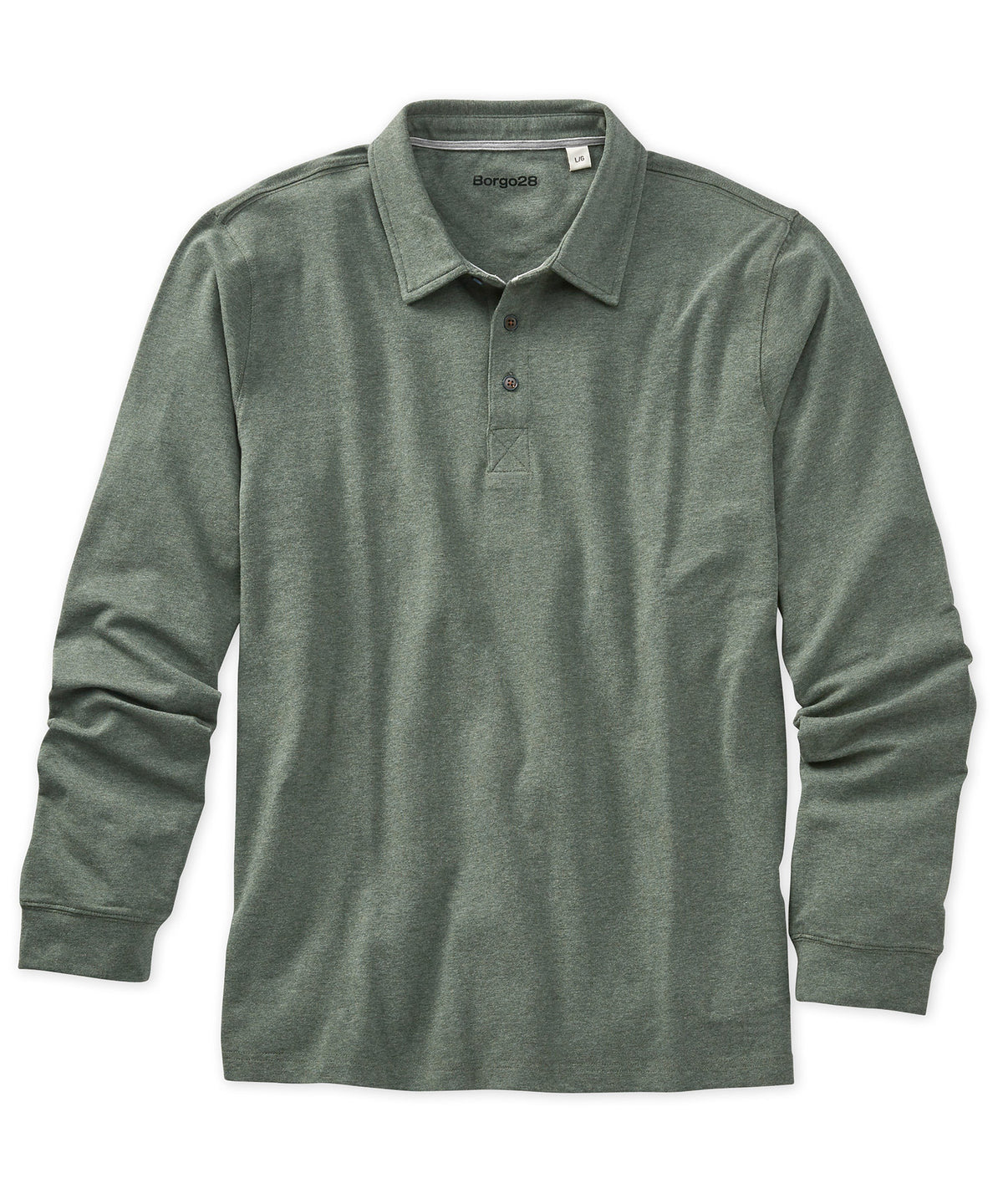 Heathered Jersey Long Sleeve Polo Shirt