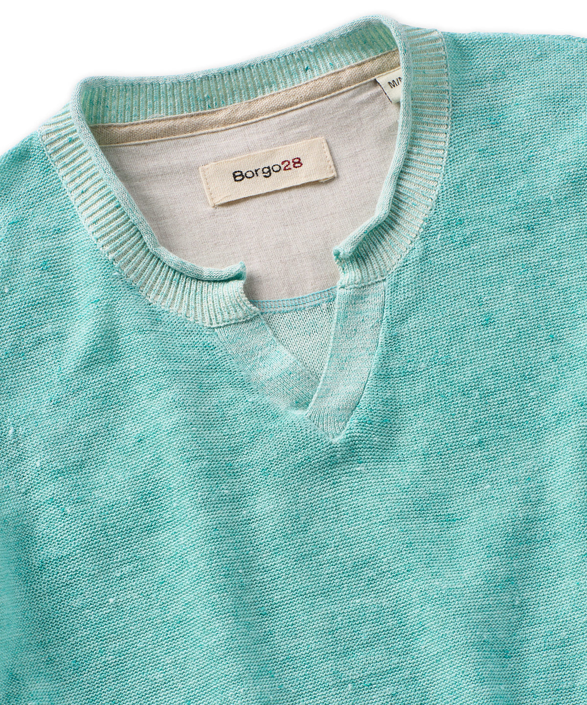 Cotton-Linen Notch Neck Sweater