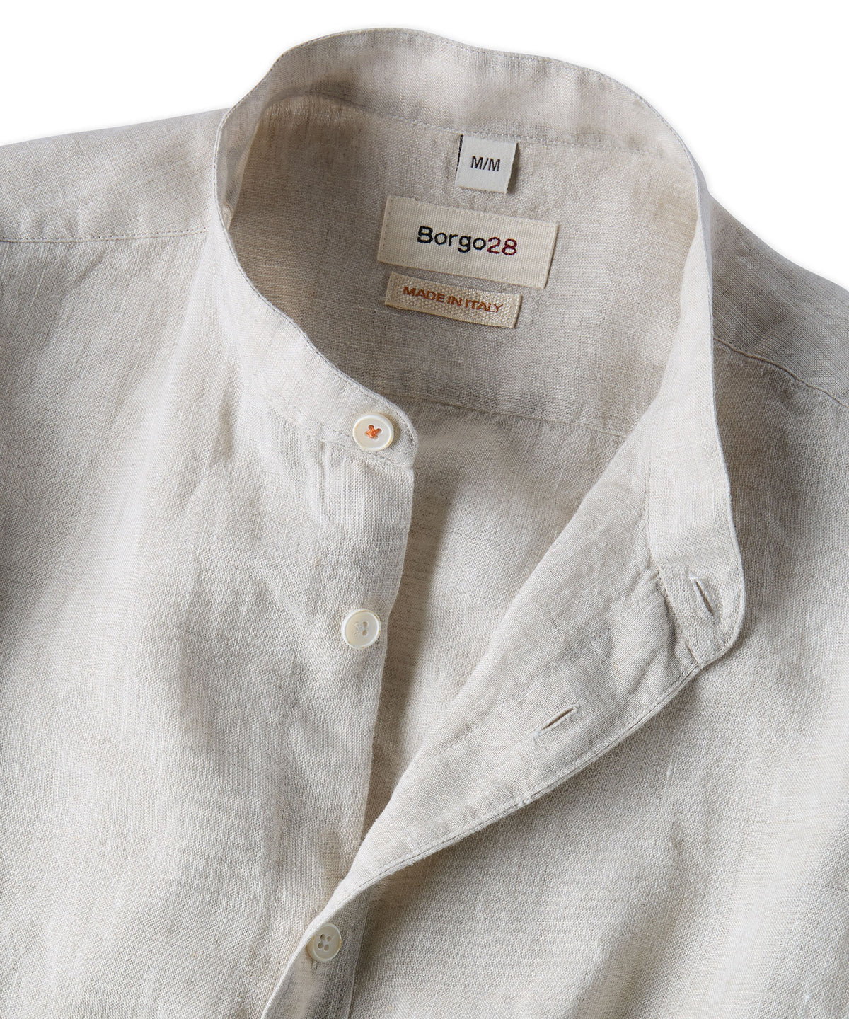 Banded Collar Long Sleeve Linen Sport Shirt