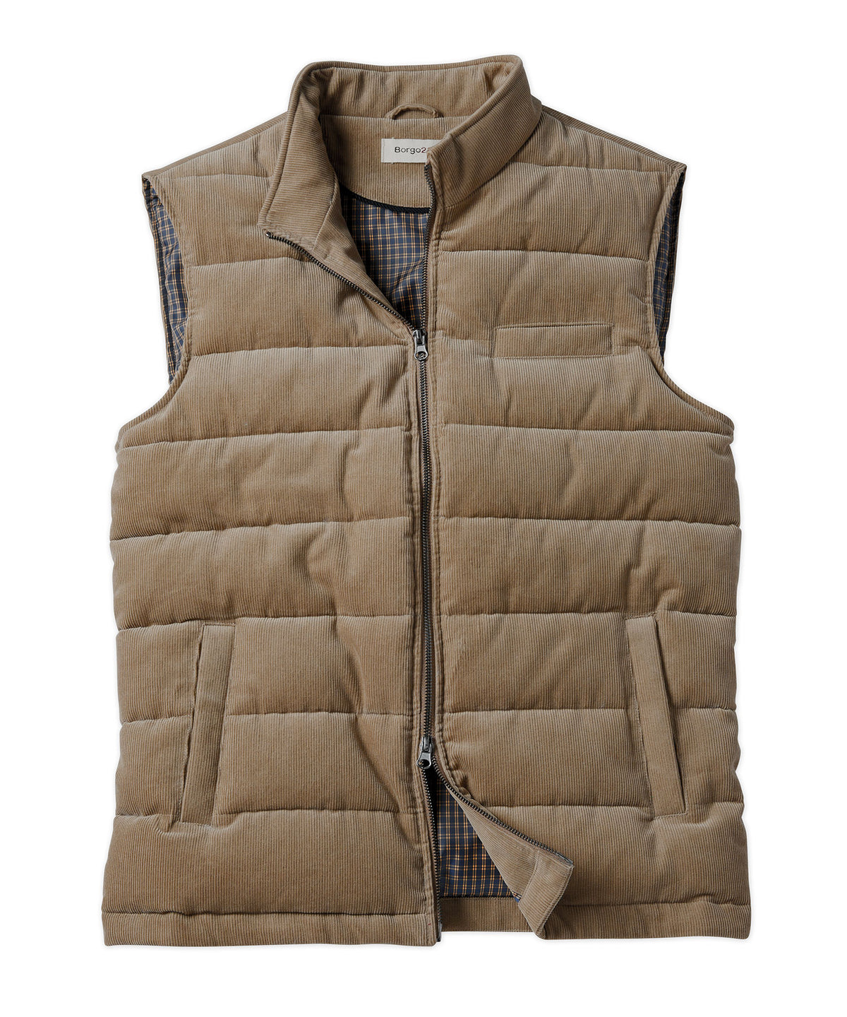 Cotton Corduroy Quilted Zip-Front Vest