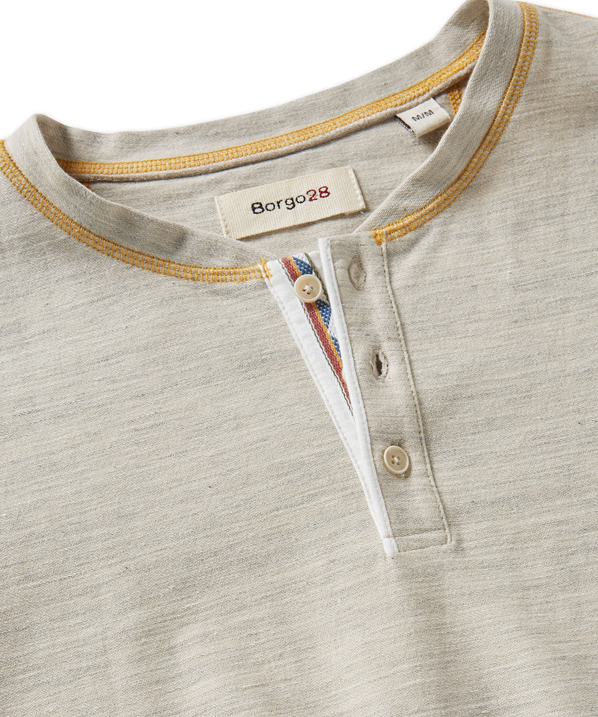 Contrast Stitching Long-Sleeve Henley