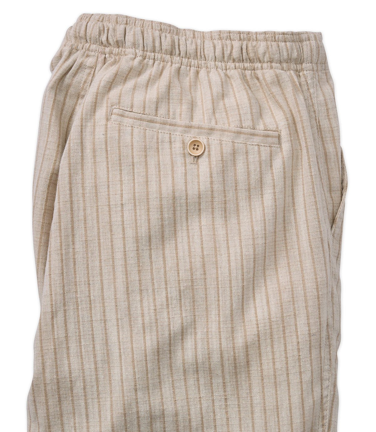 Drawstring Striped Cotton-Linen Shorts