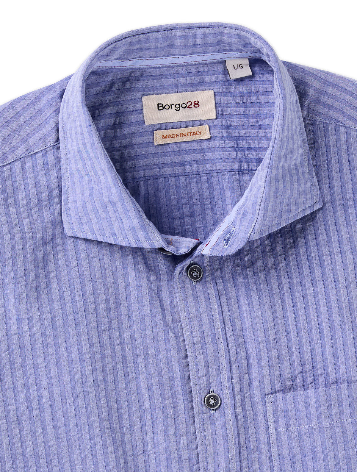 Micro Stripe Cotton-Linen Seersucker Short Sleeve Sport Shirt