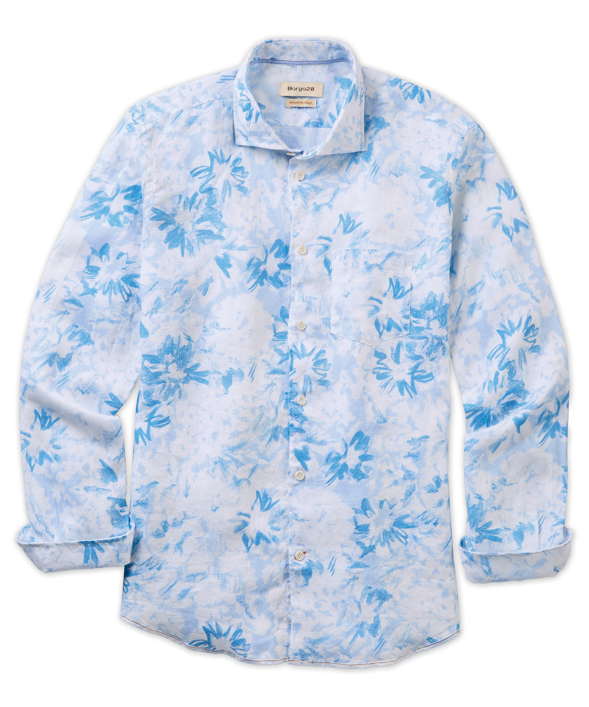 Merlino Flower Long Sleeve Linen Sport Shirt - Borgo28
